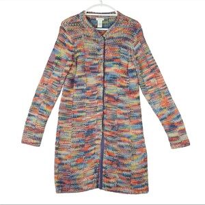 Sundance Catalog Rainbow Long Alpaca Sweater Cardigan Knit Sz M Boho Chunky